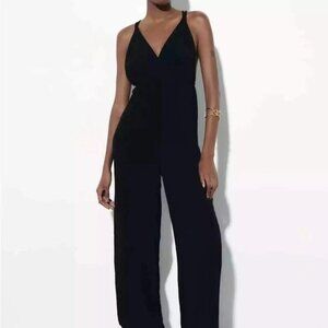 ZARA BLACK BRAIDED STRAP JUMPSUIT